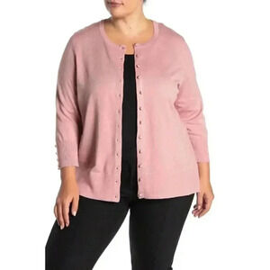 GRACE Plus Size Knit Pink Cardigan 0X